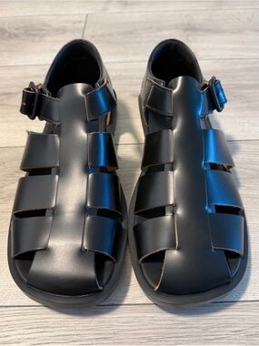 NWT Camper Don Men’s Black Leather Fisherman Sandals EU 44 US 10.5